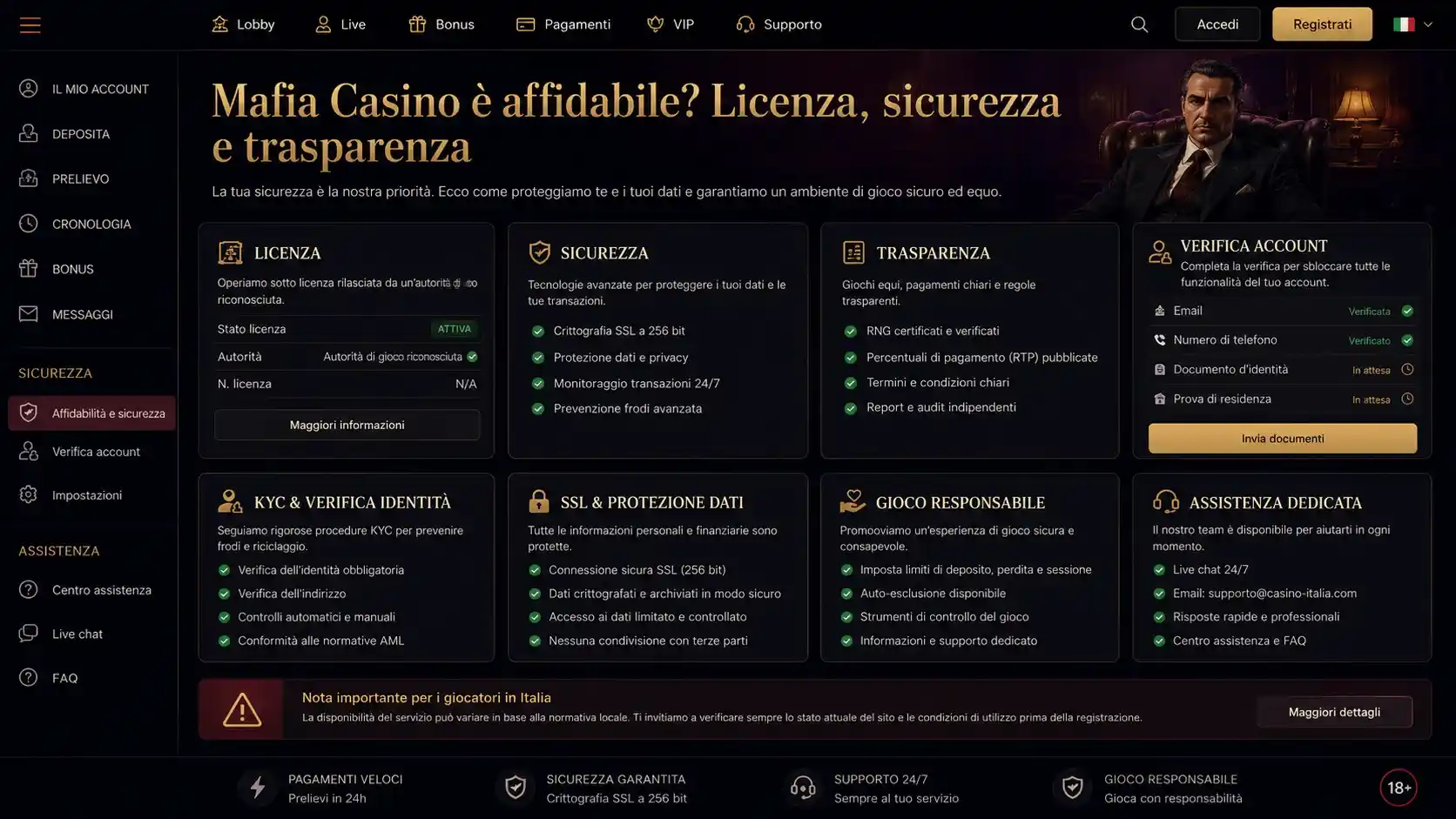 Mafia Casino è affidabile? Licenza, sicurezza e trasparenza